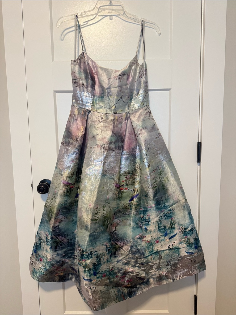 ML by Monique Lhuillier Jacquard  metallic Midi Dress in koi Monet